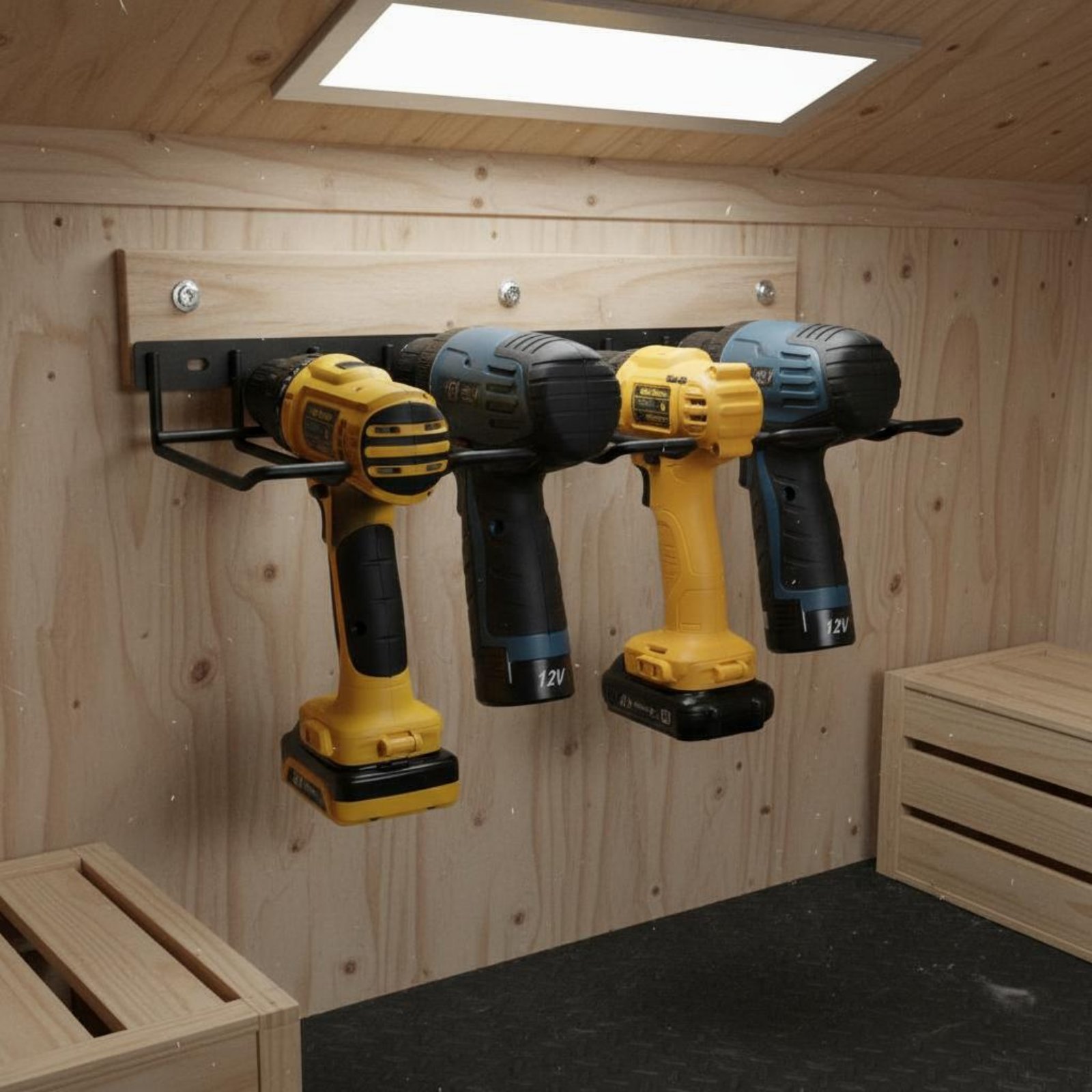 Tools In Workshop - Wall Mount Drill Holder Easy Installation