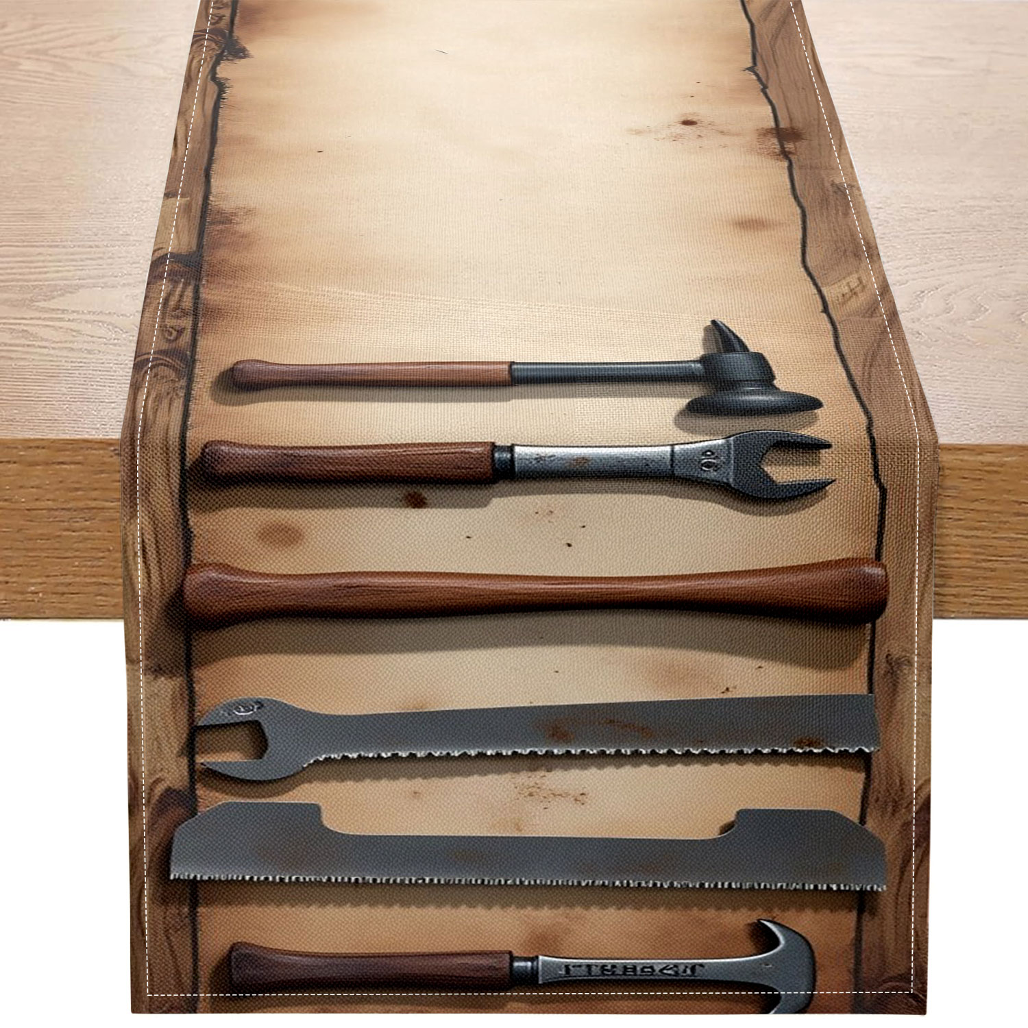 Workshop Tools Hammer - 1 Piece Tool-Themed Table Runner with