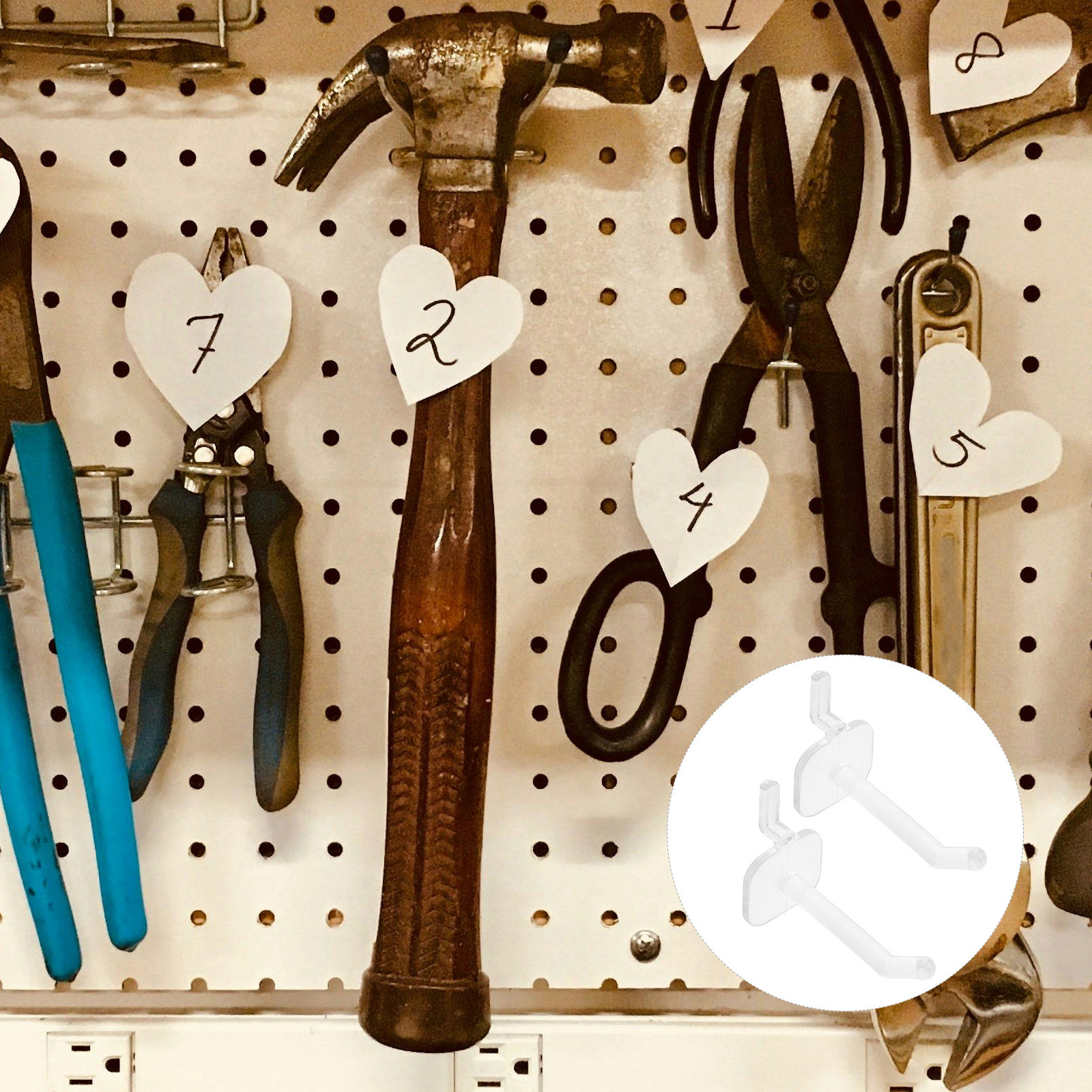 Workshop Tools Board - 50Pcs Transparent Plastic Hook Peg Board