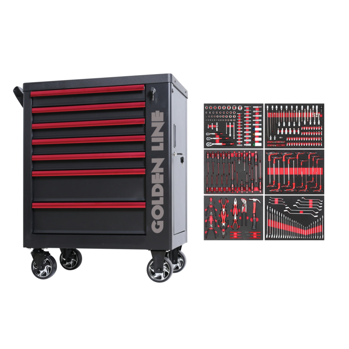 7 Drawers Workshop Rolling Met - Workshop Tools Trolley ulasan dan harga