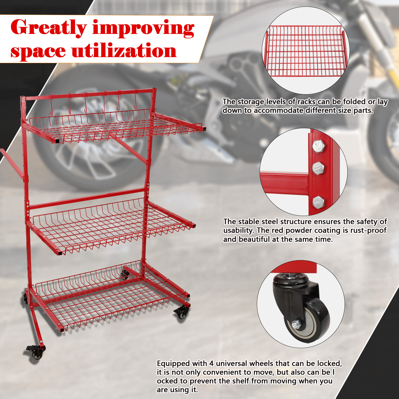 3 Layer Automotive Parts Manag - Workshop Tools Shelf ulasan dan harga